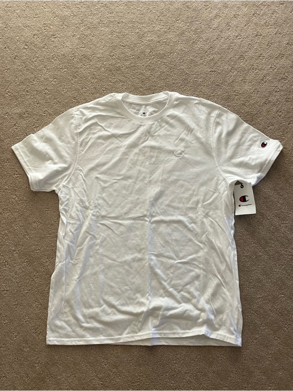 Champion White Short Sleeve Crewneck T-Shirt with Small Logo